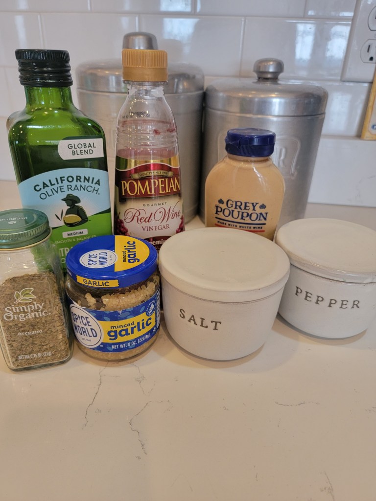 olive oil and other ingredients for salad dressing