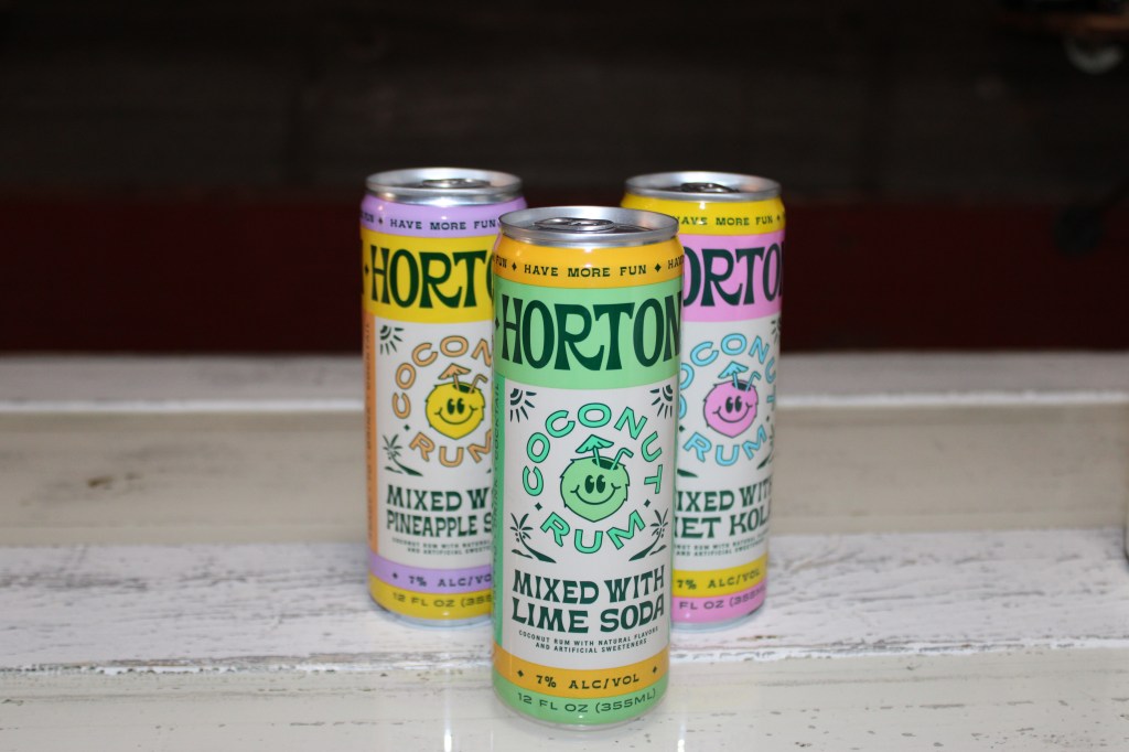 three cans of Horton coconut rum
