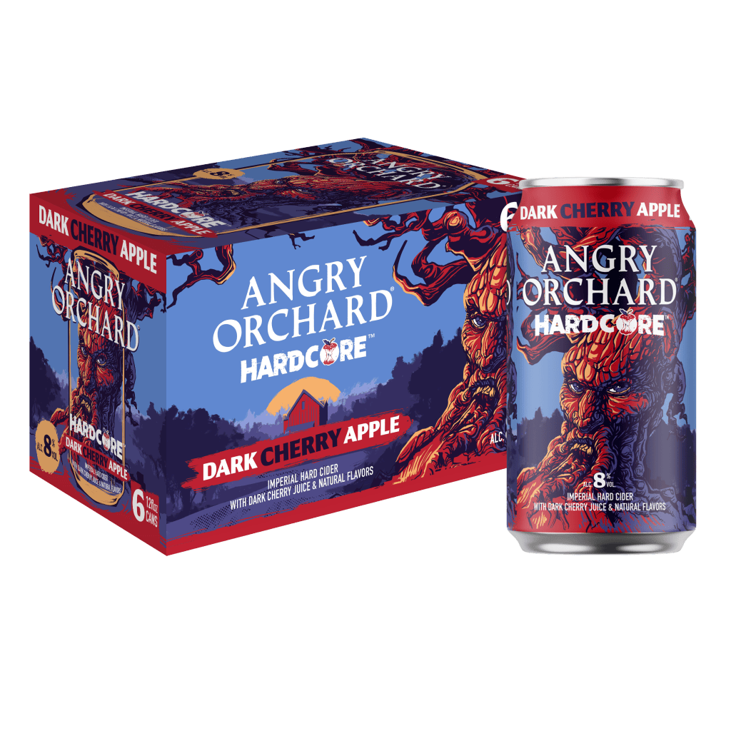 box of Angry Orchard Hardcore dark cherry apple