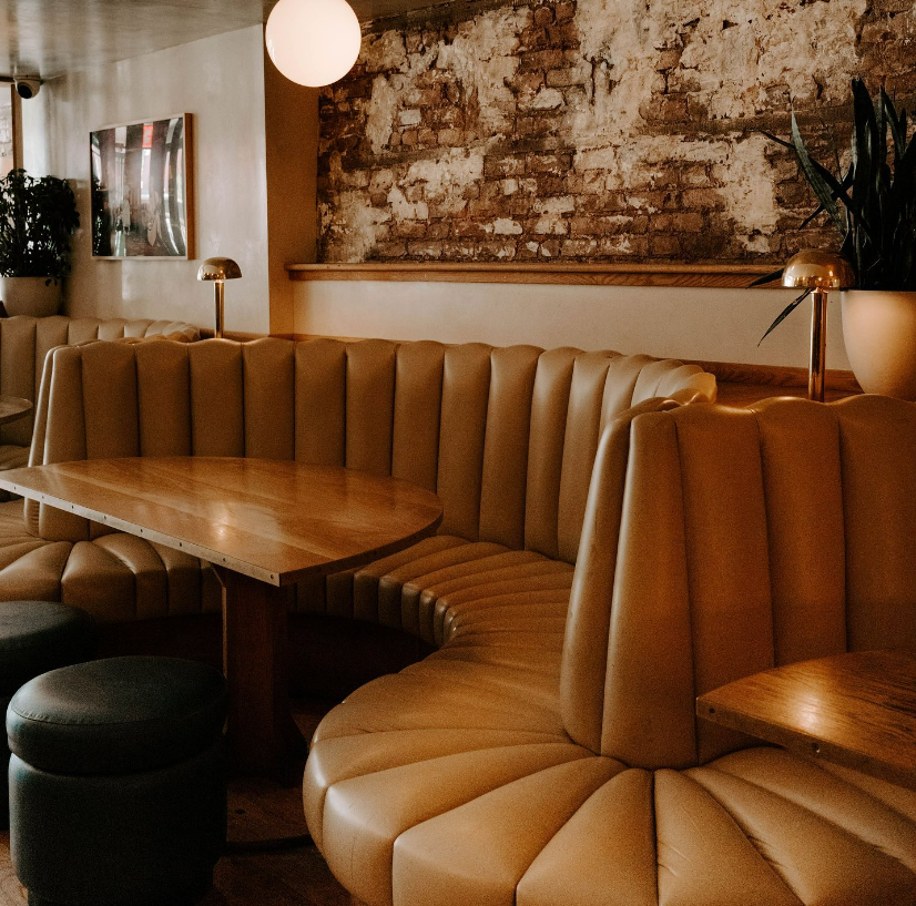 art deco tan booths in bar