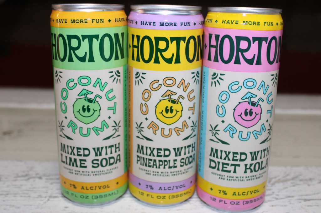 three cans of Horton coconut rum